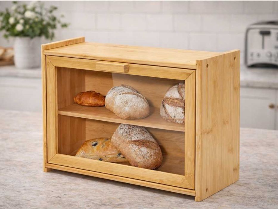 Chlebak Bambusowy Dwupoziomowy – porządek na blacie kuchennym