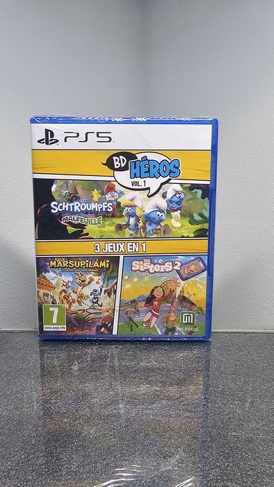 3X PS5 Pack BD Heroes Heros Cartoon Heroes PS5 The Smurfs Mission Malfeuille Vileaf Les Schtroumpfs Marsupilami  Hoobadventure Sisters 2 PlayStation 5
