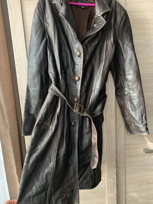 Кожа плащ ,стильный
