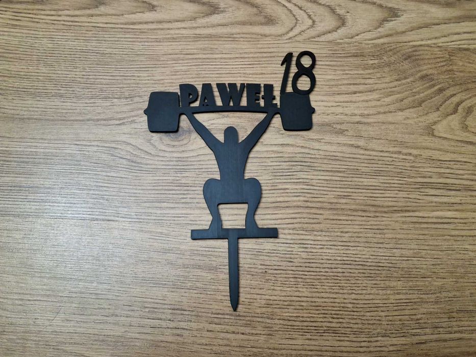 Topper na tort dla niego, siłacz UWAGA imię do personalizacji