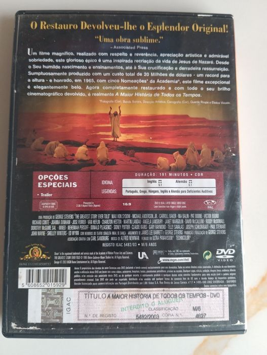 DVD a maior história de todos os tempos