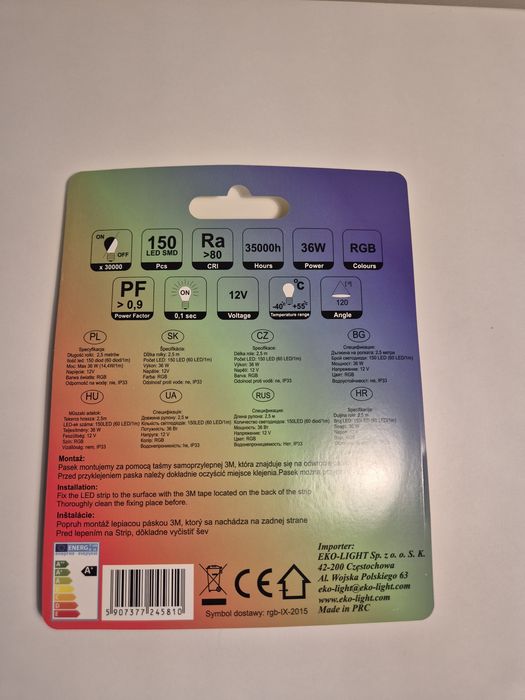 Taśma 2,5m 60LED 36W barwa RGB IP20