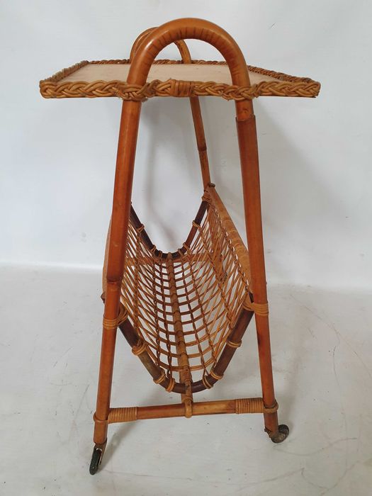 gazetnik kosz bambusowy vintage masywny rattanowy