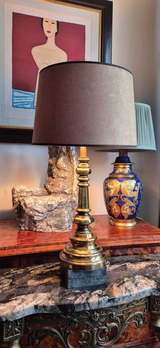 Mosiężna lampa hollywood regency mid century design antyk modern chic