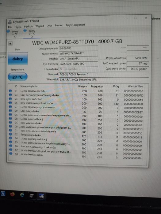 Dysk HDD 4TB WD4PURZ do pracy ciągłej