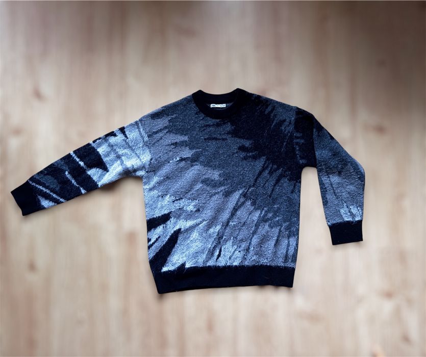 ZARA sweter abstract knit szaro-czarny M