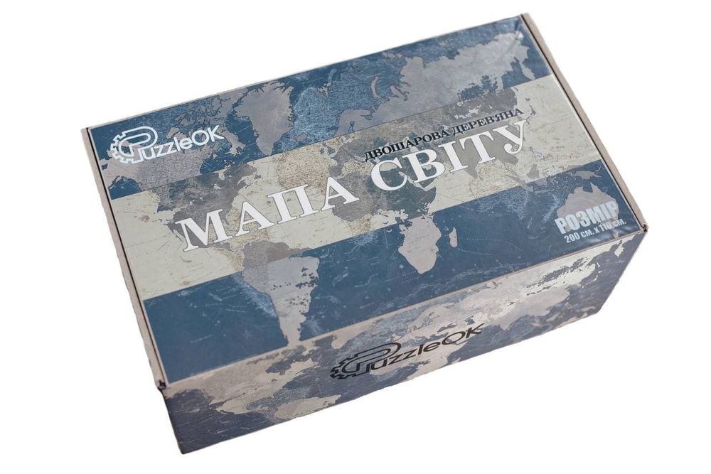 Велика дерев‘яна карта на стіну 200x110 см,настенная карта мира