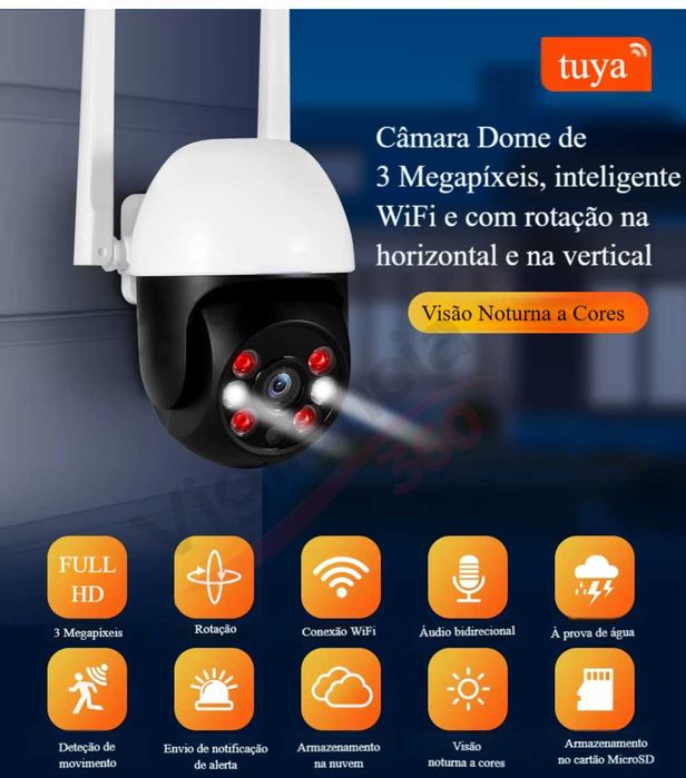 Câmara Vigilância sem fios WiFi PTZ Exterior Full HD 2MP Tuya NOVA