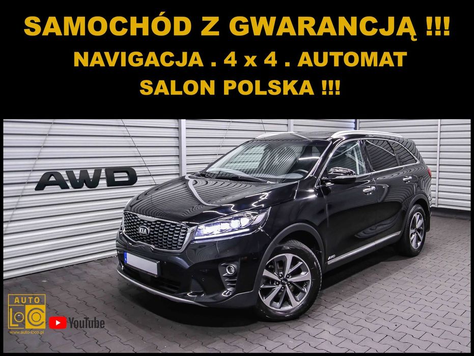 Kia Sorento 7 OSÓB + Salon POLSKA + 100% SERWIS KIA + 1 Wł + Automat + 4x4