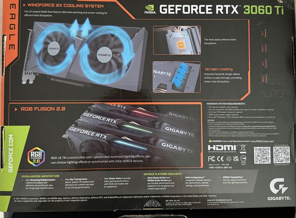 Karta graficzna Gigabyte GeForce RTX 3060 Ti Eagle OC 8GB GDDR6