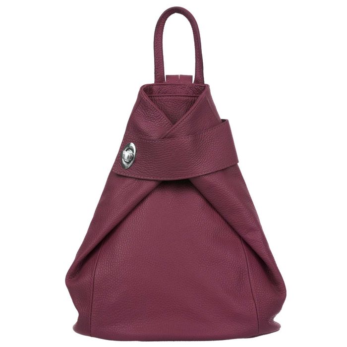 VERA PELLE plecak damski skórzany elegancki trójkątny V561 bordowy
