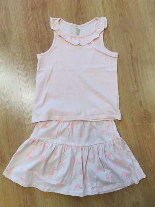 Smyk koszulka i spódniczka dla dziewczynki rozmiar 128
