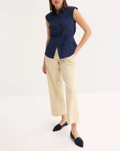 B.P.C top granatowy w satynowe groszki r.46