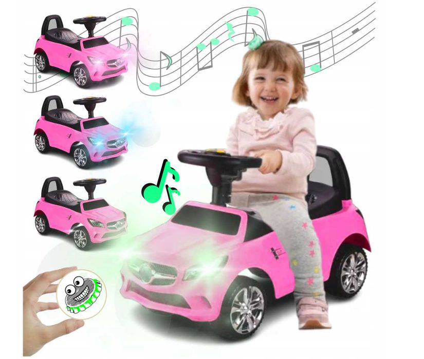 jeździk pchacz samochodzik dla dziecka zabawka dla dziewczynki świeci