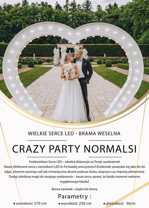 Serce LED / ciężki dym/ wystrzały dymne/ wiatraki iskier /fontanna isk