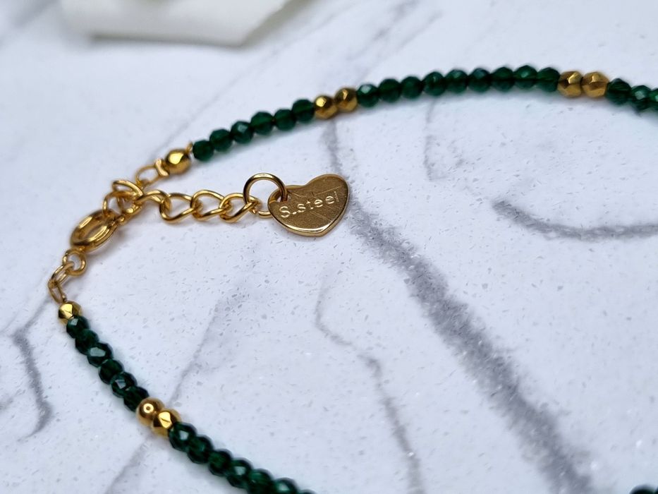 Bransoletka zielone cyrkonie