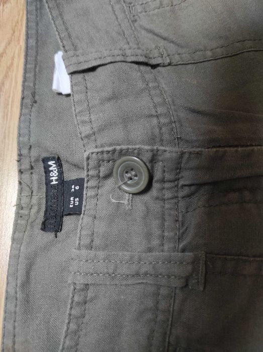 Spodnie len+bawełna H&M szeroka nogawka 36