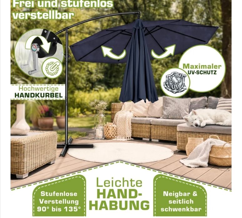 Parasol ogrodowy tillvex parasol Ø 300 cm z korbą