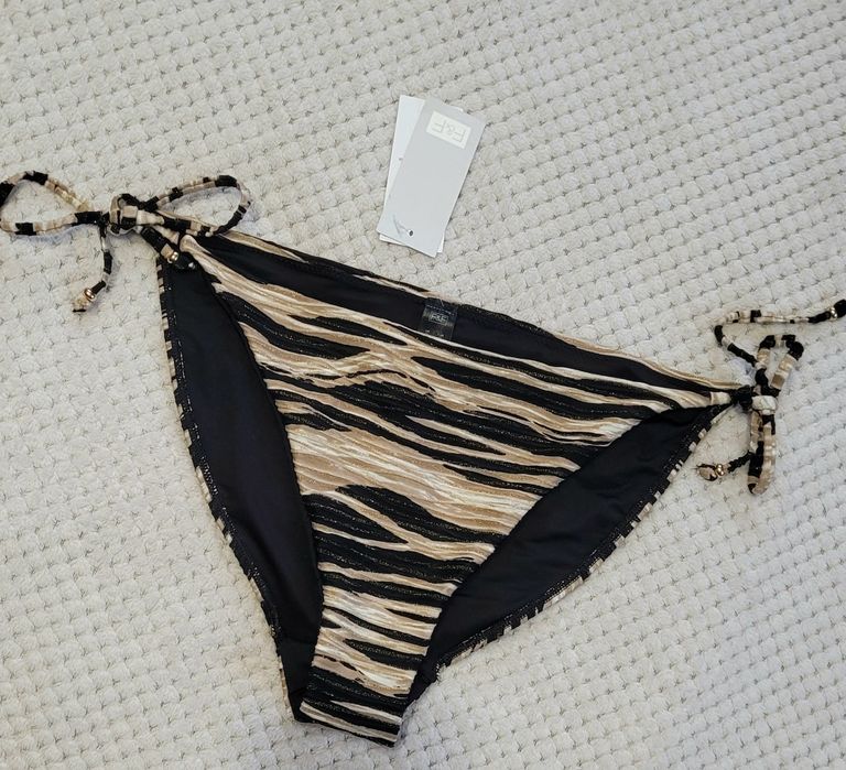 Nowe wiązane majtki kąpielowe dół bikini brokatowy animal print XL