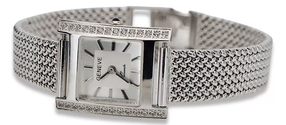 Zegarek damski z białego 14k złota z BRYLANTAMI lwd035wds&lbw003w K