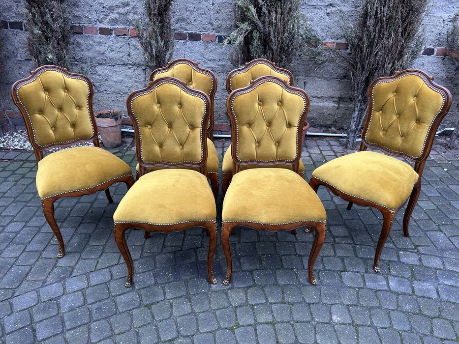 Stół Ludwikowski + 6 Krzeseł Ludwik Intarsja Jadalnia Po Renowacji