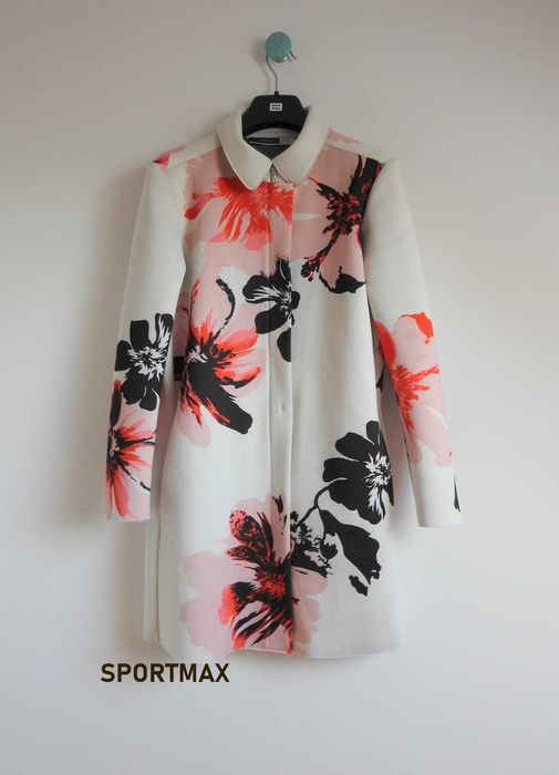 Sportmax Code neoprenowy płaszcz w kwiaty S M Max Mara MaxMara