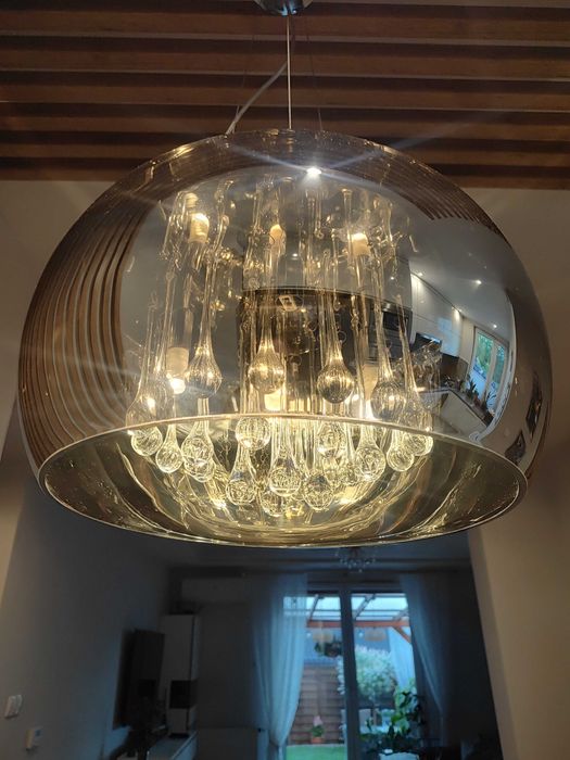 Lampa Wisząca ZUMA LINE CRISTAL P0076-05L Półkula Chrom Kryształ 40cm