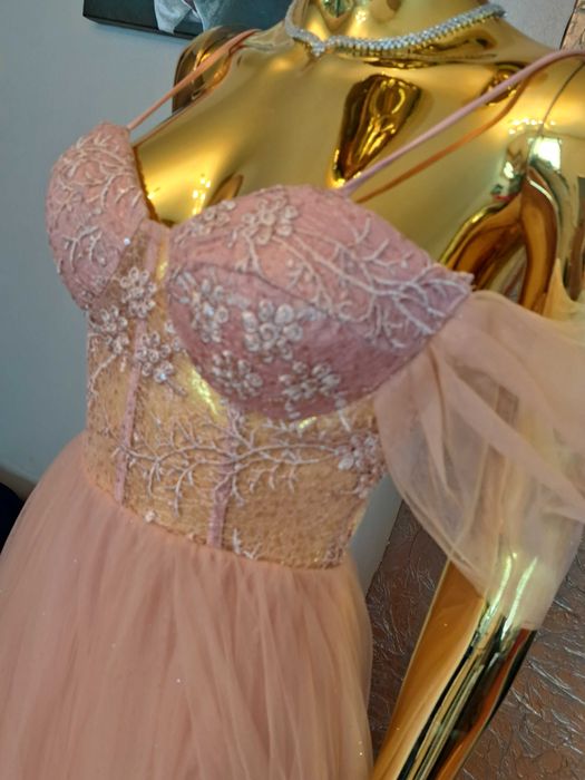 Sukienka na studniówkę gorset+tiul. Princess Pink R38 Polski producent