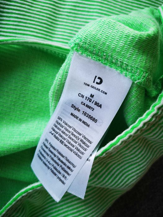 Tom Tailor Denim zielona bluzka w paski ze ściągaczem r. 38/M