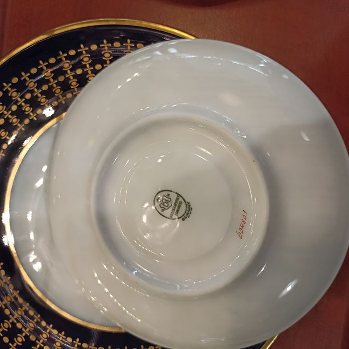 Hutschenreuther Hohenberg trio kobaltowa porcelana