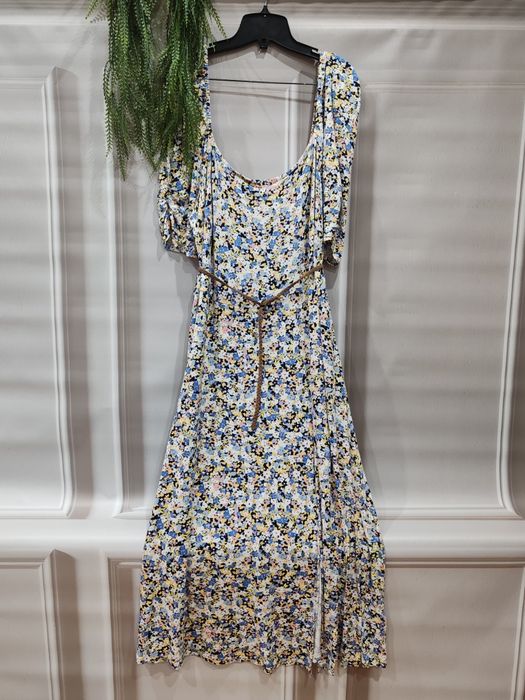 Wielokolorowa dłuższa sukienka Dorothy Perkins 50 wiskoza/elastan kwiaty