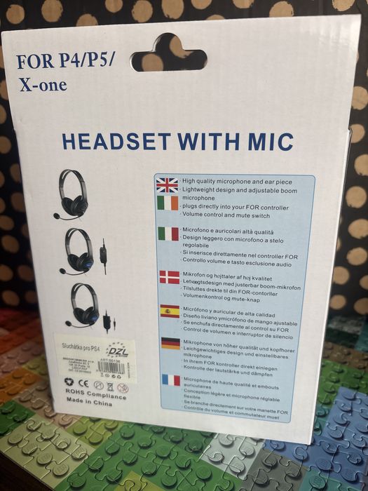 Słuchawki nauszne z mikrofronem, przewodowe