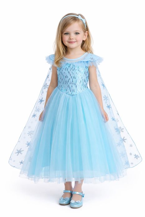 Дитяча пишна блакитна довга сукня Ельза Frozen на 3 4 5 6 7 років крижане серце холодное сердце снігова королева 98 104 110 116 на день народження