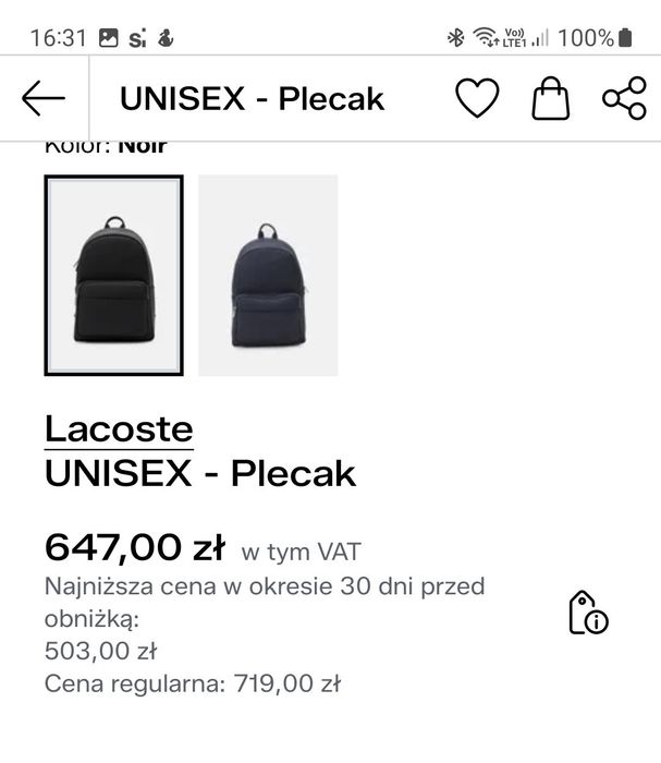 Plecak Lacoste unisex