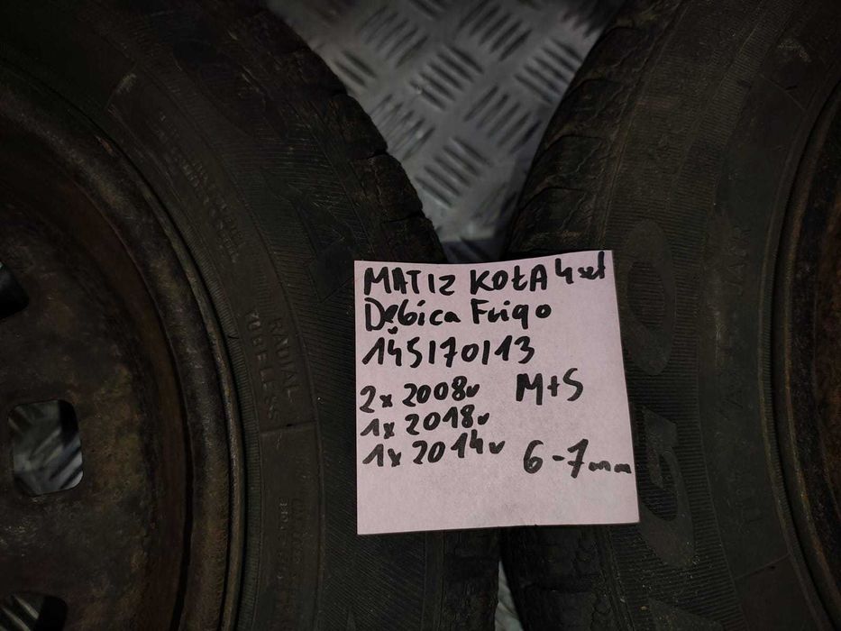 matiz koła 4szt 145/70/13 2x2008r 1x2018r 1x2014r 6-7mm