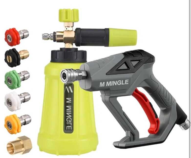 Pistolet do myjki ciśnieniowej z pianownicą + 5 dysz M MINGLE