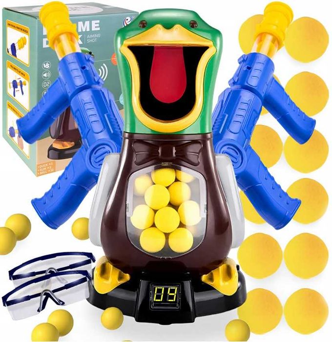 NOWA Gra dla Dzieci KACZKA STRZELANIE Do Celu 2 Pistolety +24 KULKI