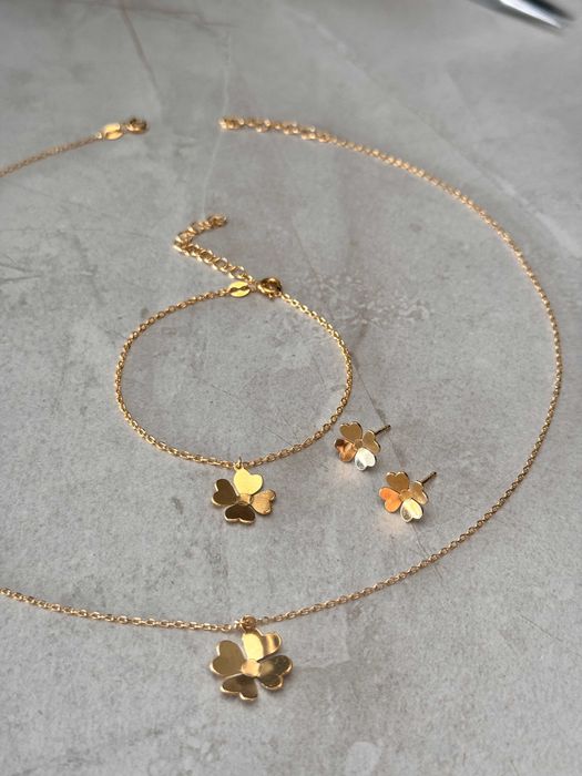 Srebrny komplet Łańcuszek + Kolczyki + bransoletka pr.925