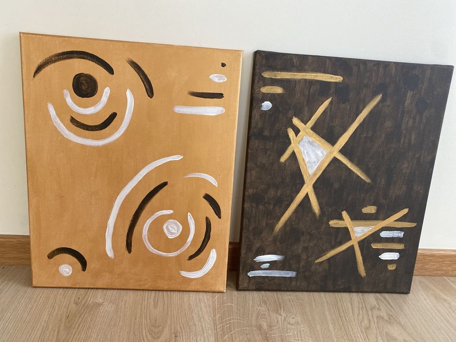 2 telas pintadas á mão 40 x 50 cm