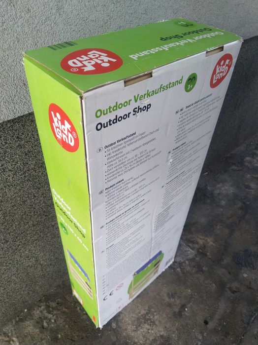 OKAZJA Stragan bazar drewniany do zabawy z daszkiem półkami ladą