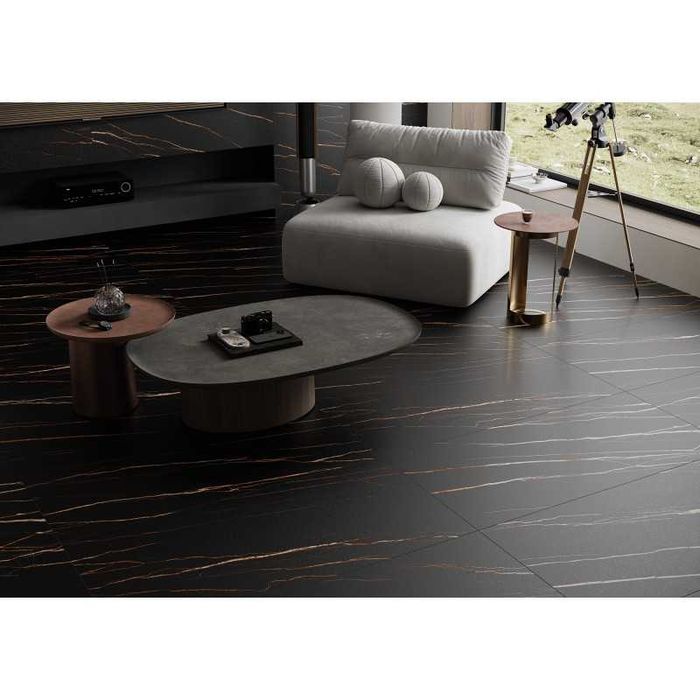 Gres Marquina graphite 60x120 black płytka lappato półpoler złota żyła