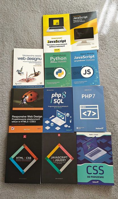 Zestaw 11 książek informatycznych, programowanie, tworzenie stron