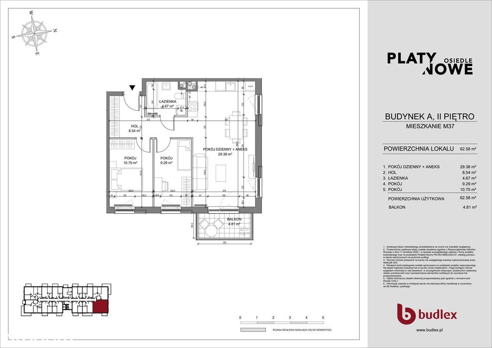 3-pokojowe mieszkanie 62m2 + balkon Bezpośrednio