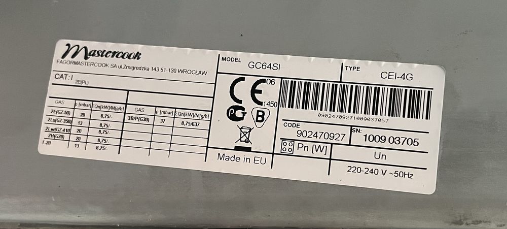 Płyta gazowa mastercook
