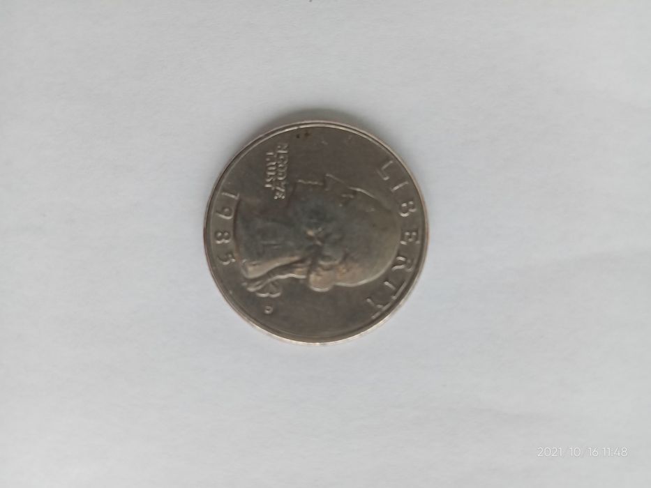 Монета Quarter Dollar 1985 года.