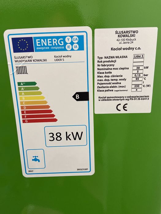 Kocioł Kotły 5 KLASA + ECODESIGN 38 KW z podajnikiem