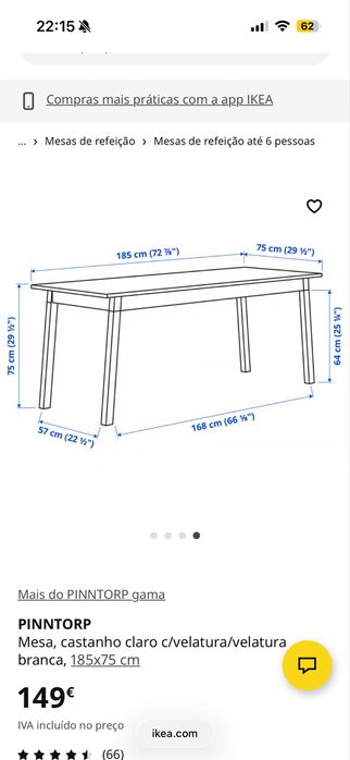 Mesa de jantar IKEA com 6 cadeiras