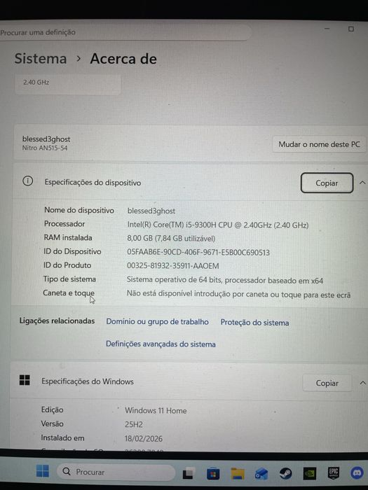 Acer nitro gaming em perfeito estado