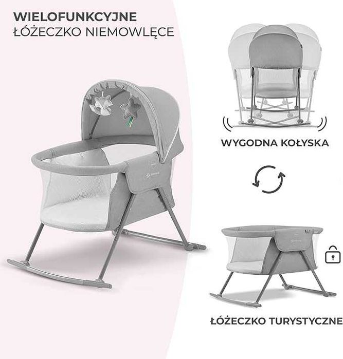 Kinderkraft Łóżeczko turystyczne dziecięce, kołyska 3w1 LOVI NOWE
