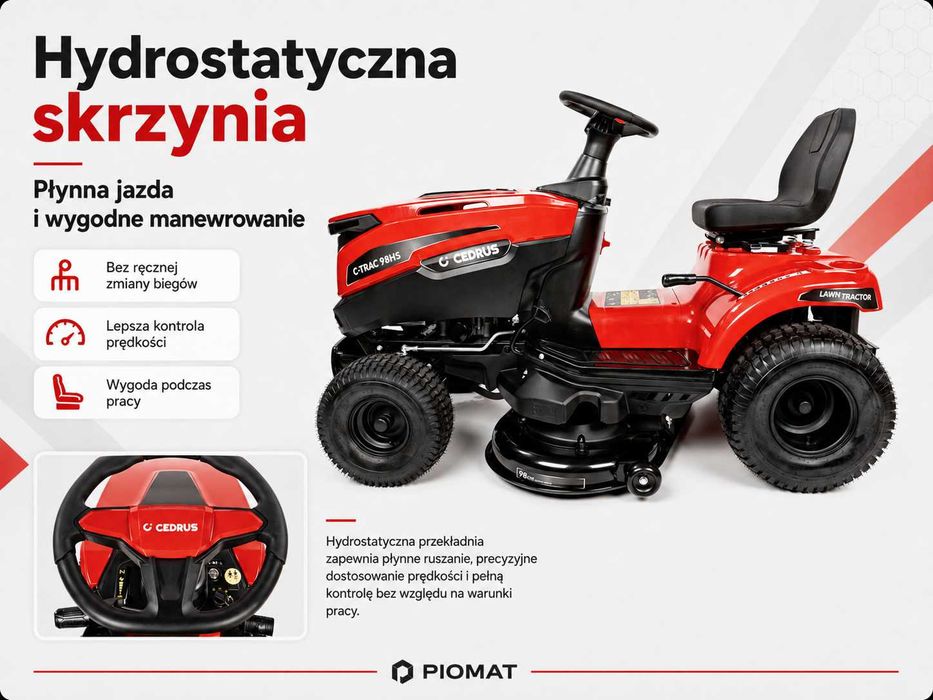 Cedrus C-TRAC-98HS Traktorek Hydrostat boczny wyrzut 3 lata gwarancji